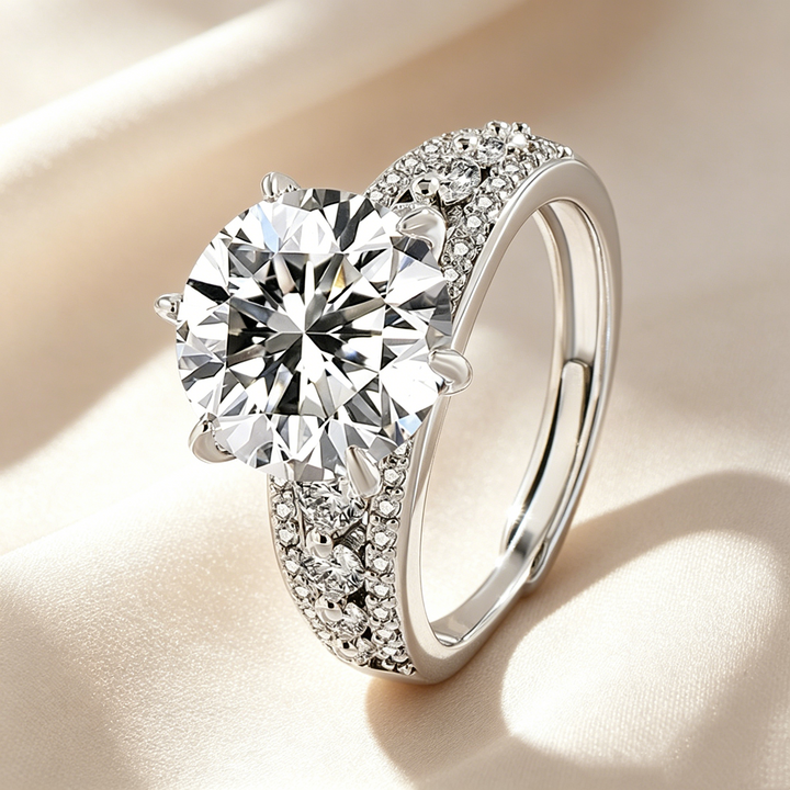 Double Pavé Moissanite Ring