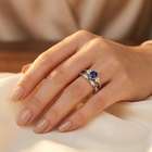 Silver Sapphire Halo Ring 2
