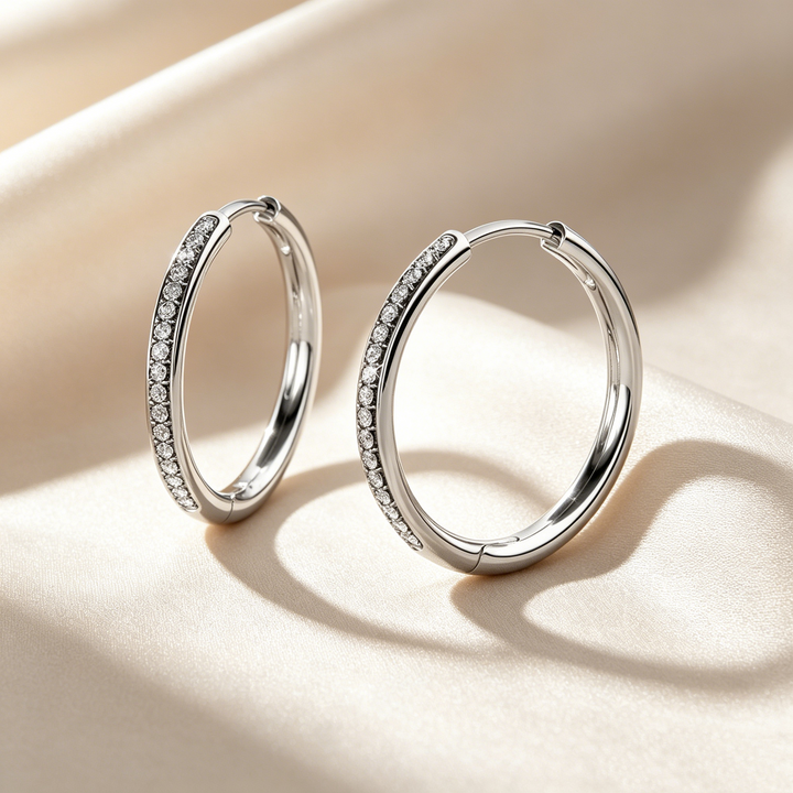 Radiant Line Pavé Hoop Earrings
