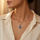 Silver Sapphire Teardrop Necklace 2