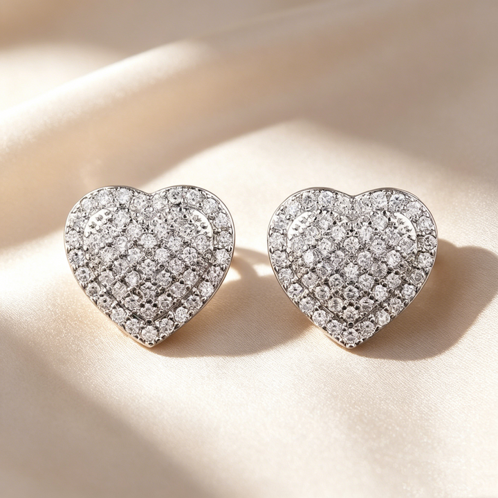 Double Heart Pavé Necklace &amp; Earrings