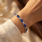 Silver Sapphire Floral Link Bracelet 2