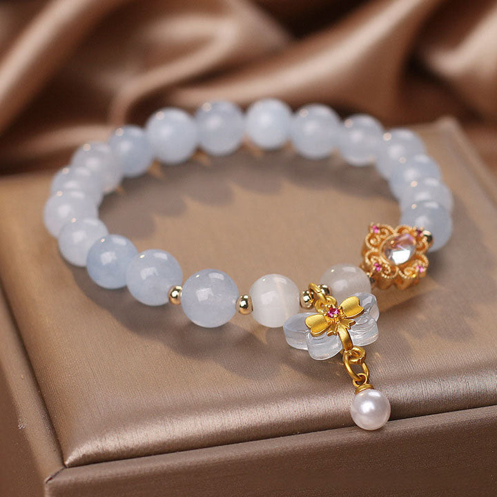 Bow Natural Emerald Jade Stone Bracelet