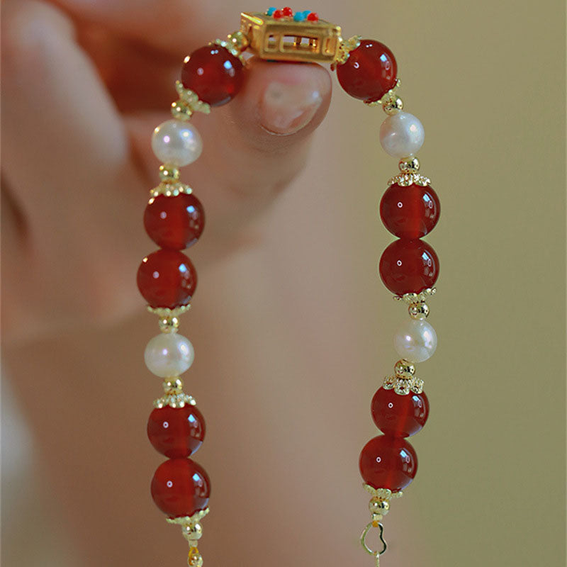 Love and Hope?Natural Red Agate Bracelet
