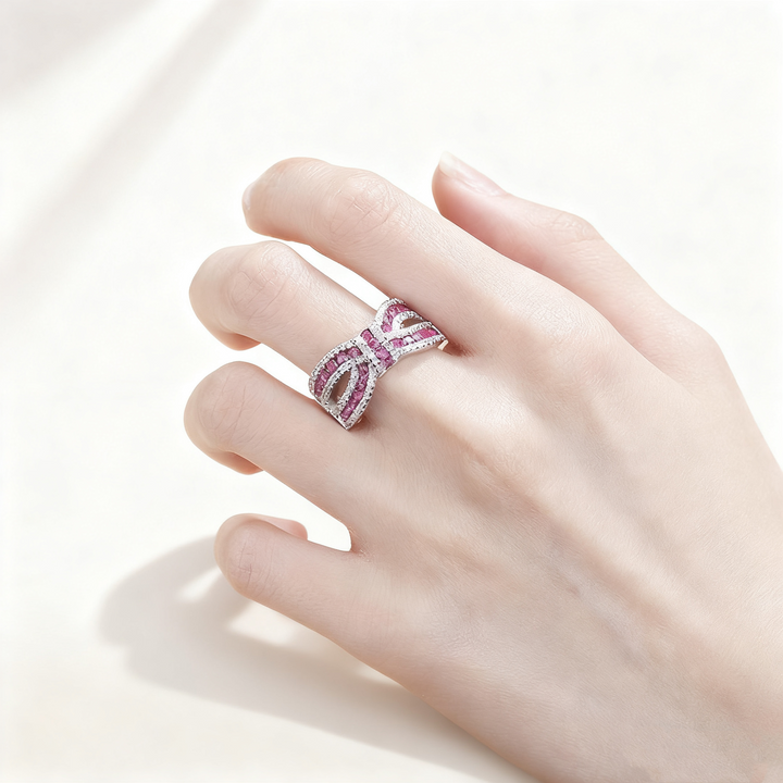 Pavé Amethyst &amp; Diamond Bow Ring