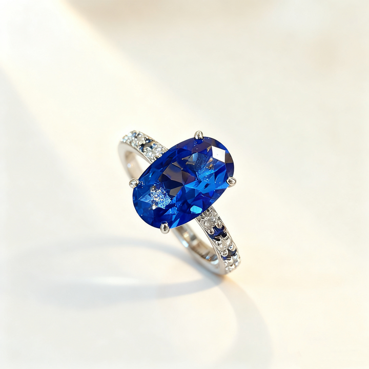 Ruby &amp; Sapphire Pavé Ring Set