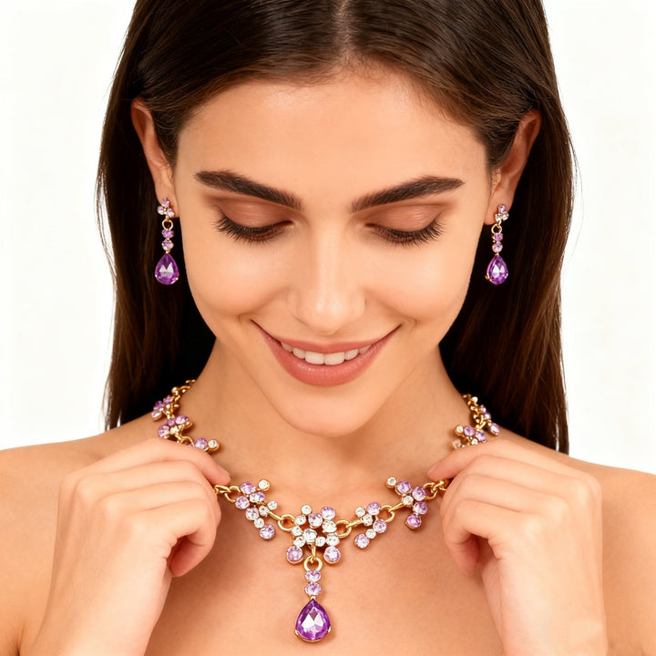 Amethyst Necklace &amp; Earrings Set