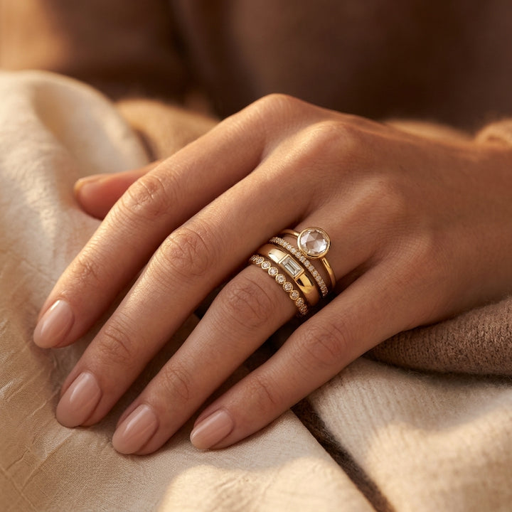 Gold Stacked Bezel Ring Set