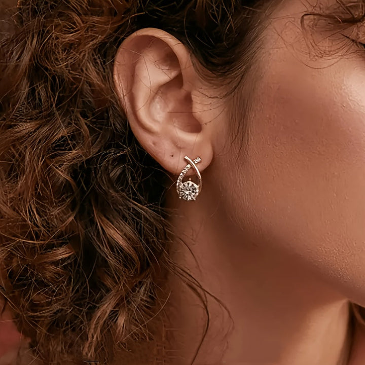 Leni - Gold Earrings with Cross and Zirconia