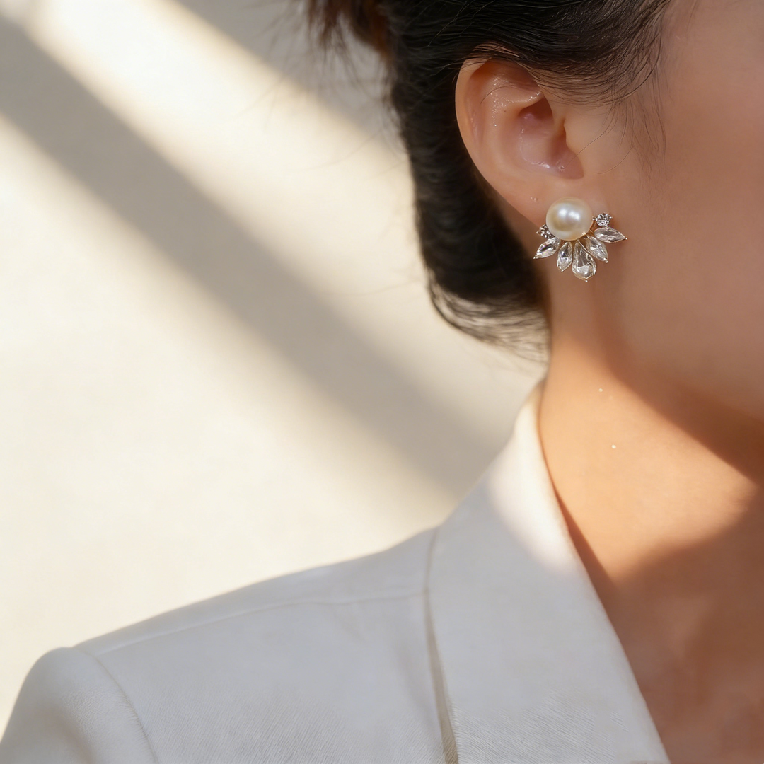 Vintage Flower Pearl Earrings