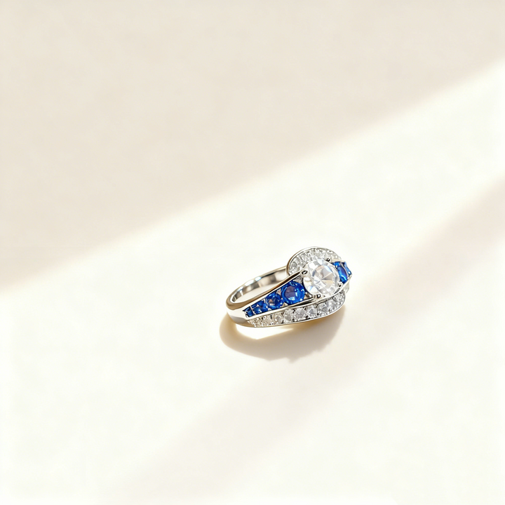 Pavé Aquamarine and Diamond Ring