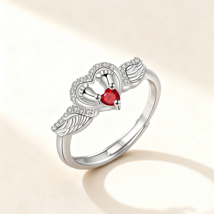 Little Foot Red Crystal Wing Ring