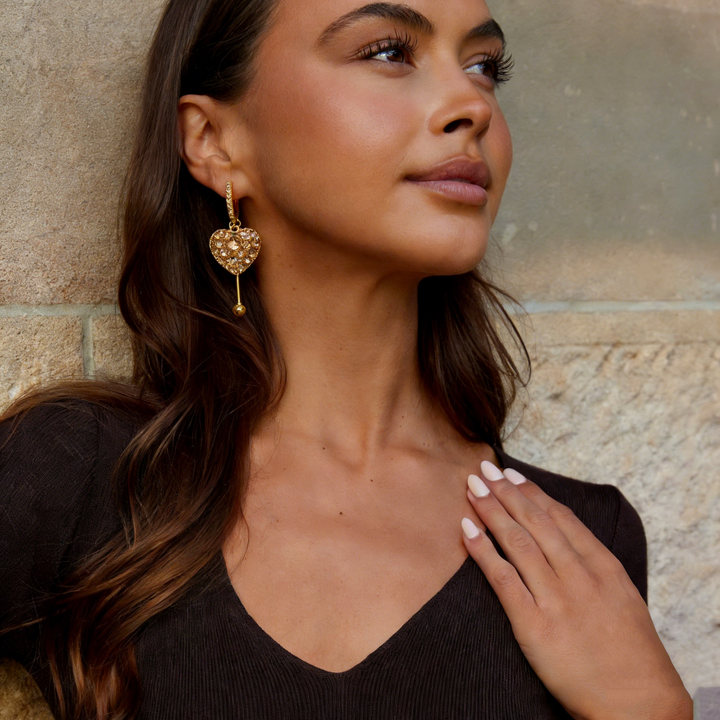 Elegant Heart Tassel Earrings