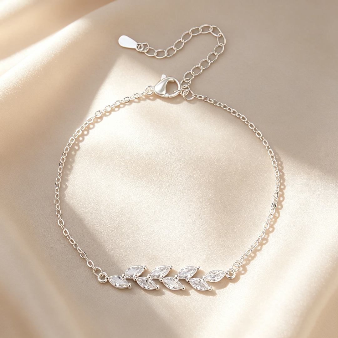 Marquise Moissanite Olive Branch Bracelet