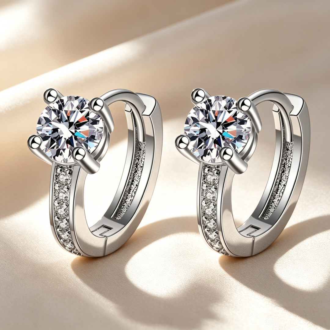 4-Prong Round Drop Huggie Earrings