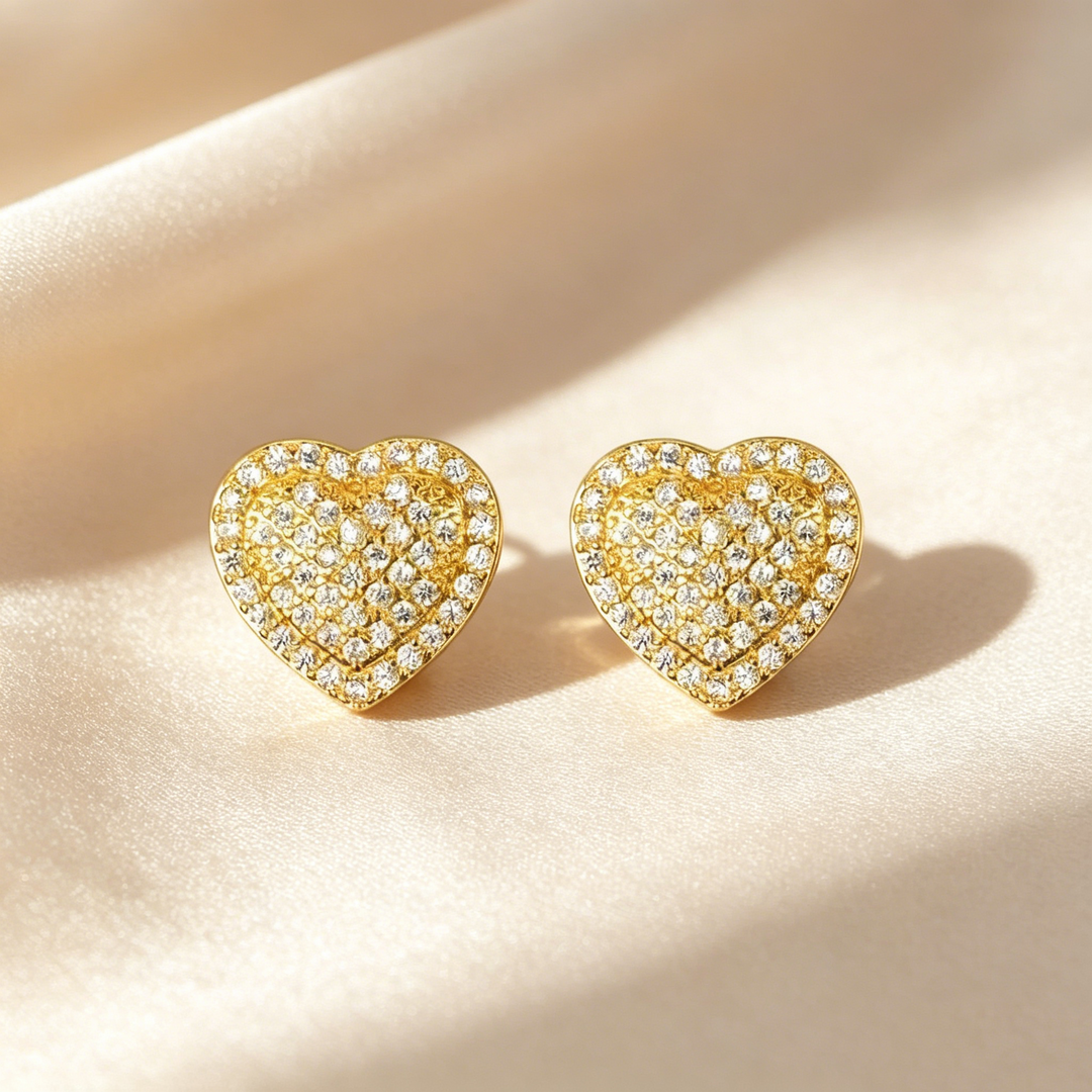 Double Heart Pavé Necklace & Earrings