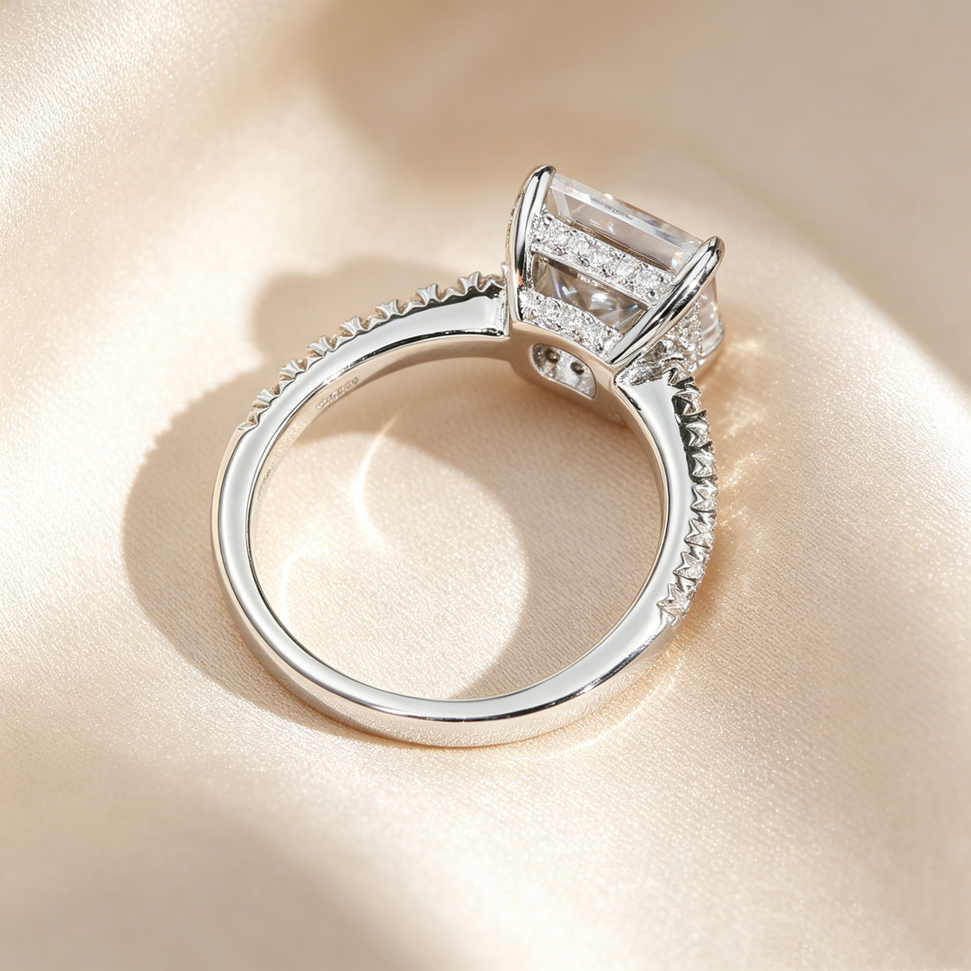 Princess Cut Moissanite Pavé Ring