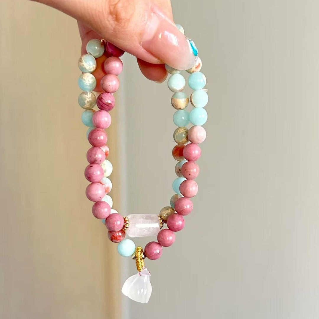 Pink Blue Stone Ballad Longevity Stone  Bracelet