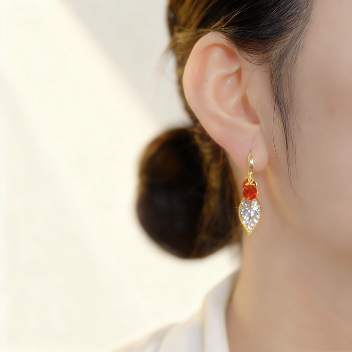 Leaf Ruby Earrings