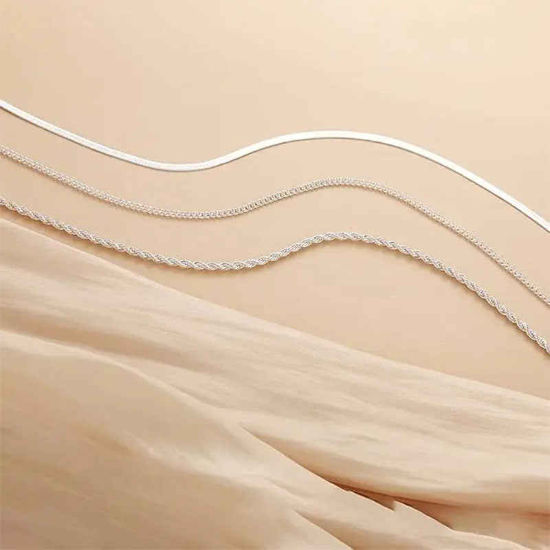 Minimalist Herringbone & Snake Chain Layered Necklace