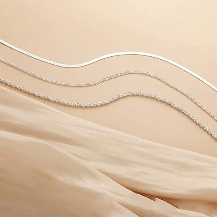 Minimalist Herringbone &amp; Snake Chain Layered Necklace