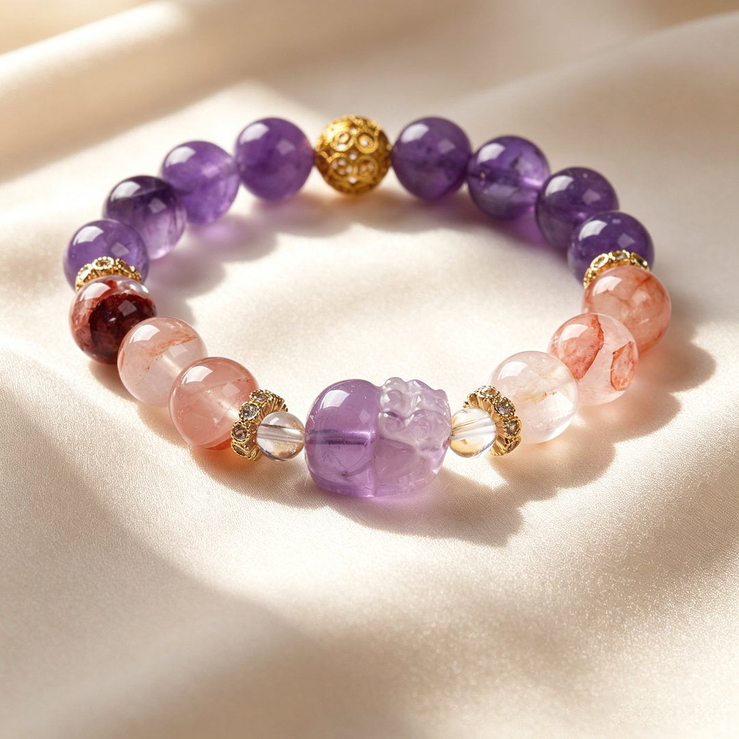 Natural Amethyst Beaded Bracelet