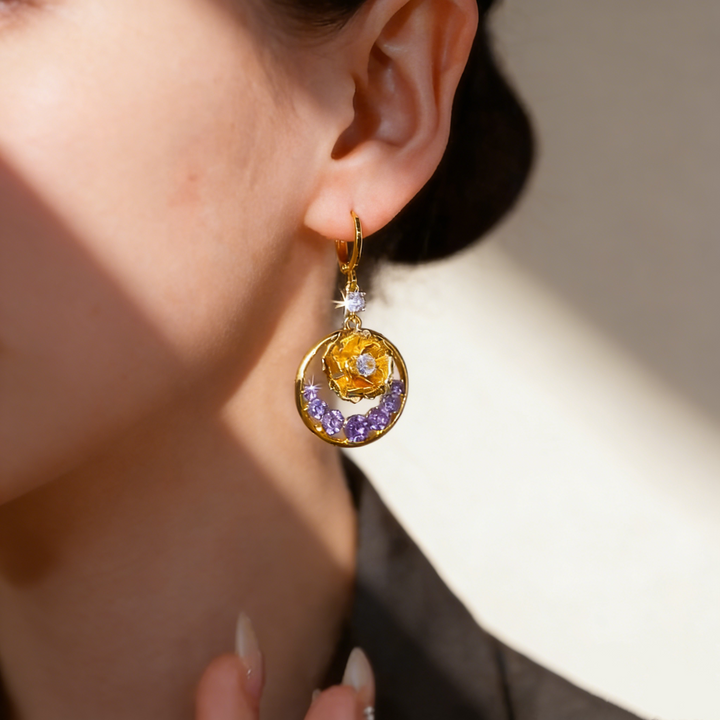 Tulle Rose &amp; Amethyst Earrings