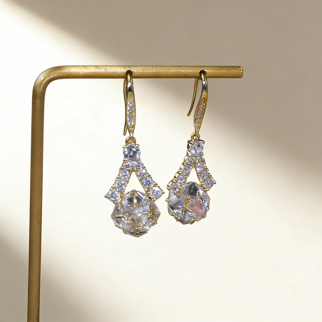 Diamond Ball Tassel Earrings