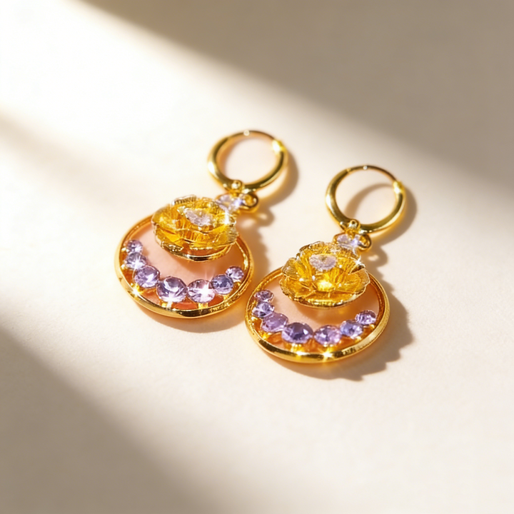 Tulle Rose &amp; Amethyst Earrings