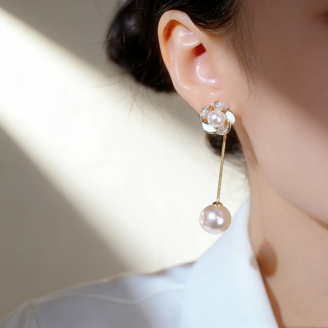 Camellia Pearl Earrings