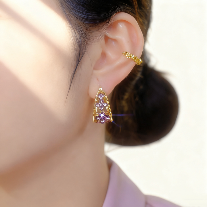 Amethyst Four-Leaf Clover Earrings