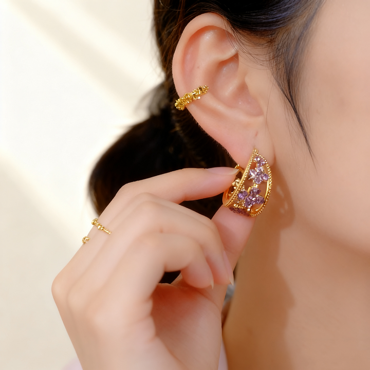 Amethyst Four-Leaf Clover Earrings