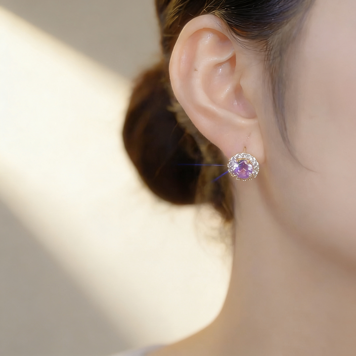 Amethyst &amp; Diamond Earrings