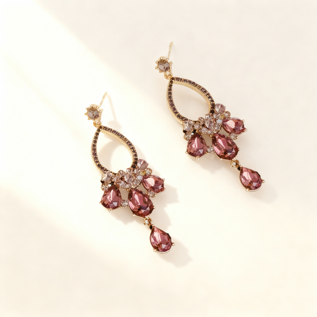 Purple Amethyst Waterdrop Tassel Earrings