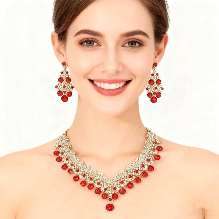 Natural Gemstone Necklace &amp; Earrings Set