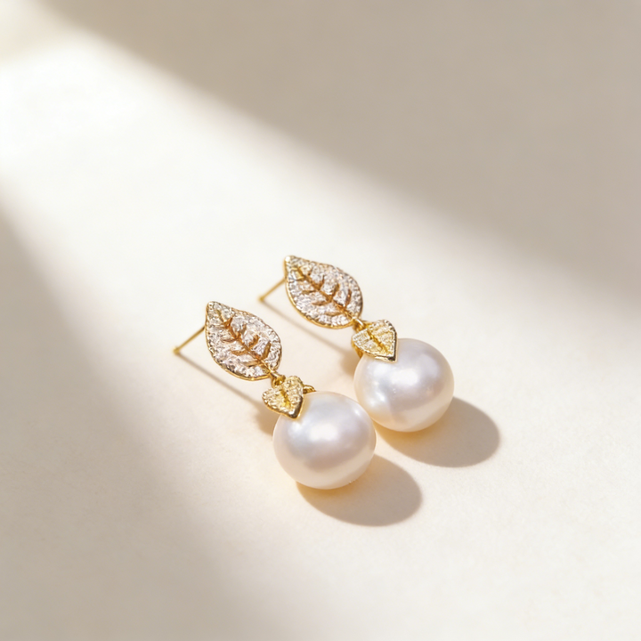 Leaf &amp; Pearl Earrings