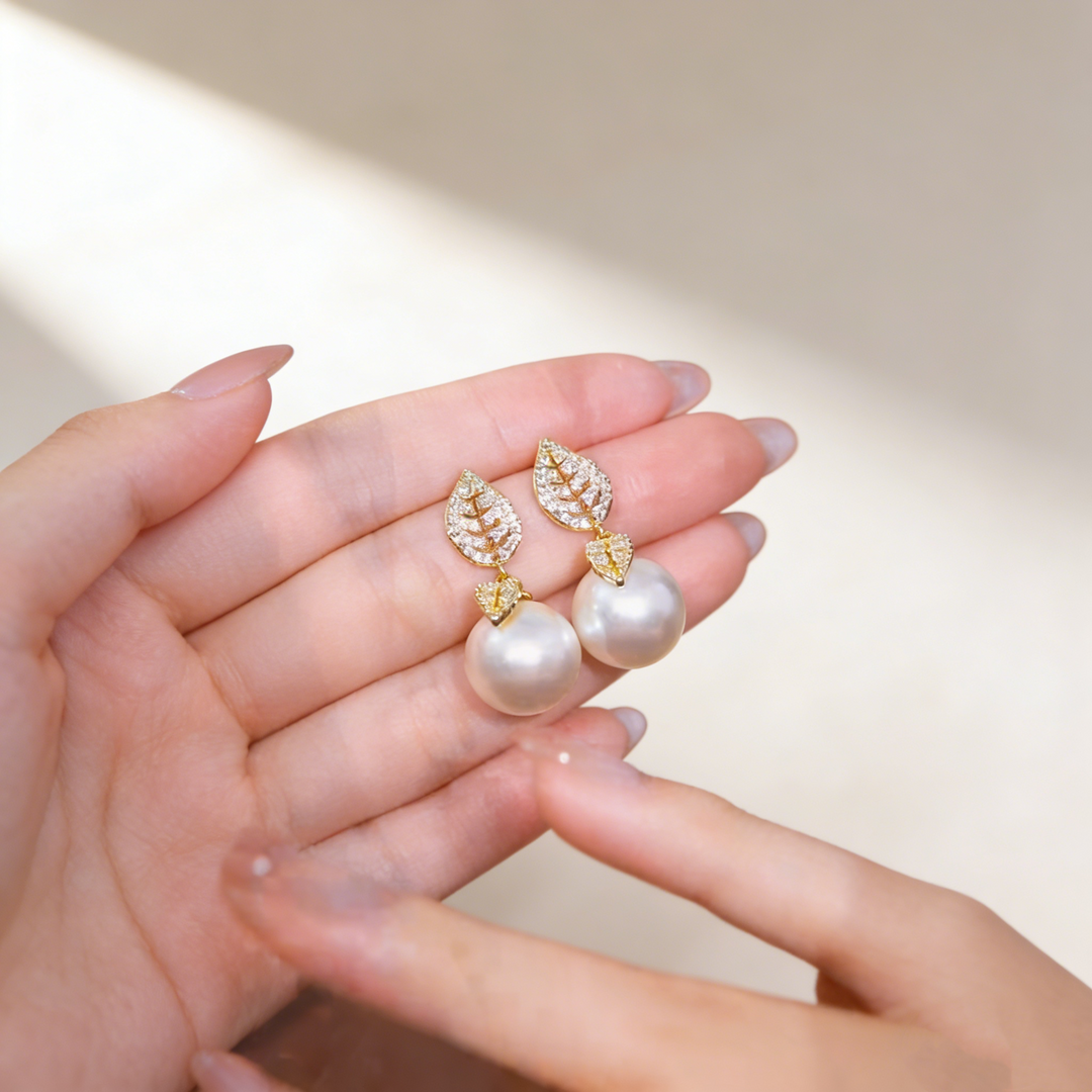 Leaf & Pearl Earrings
