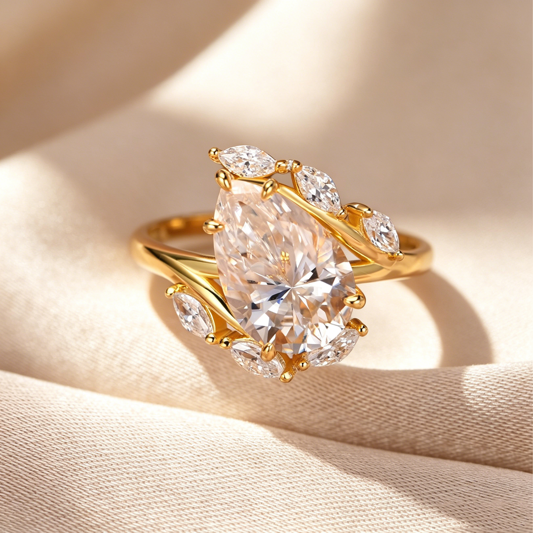 Pear-Shaped Cut Moissanite Ring