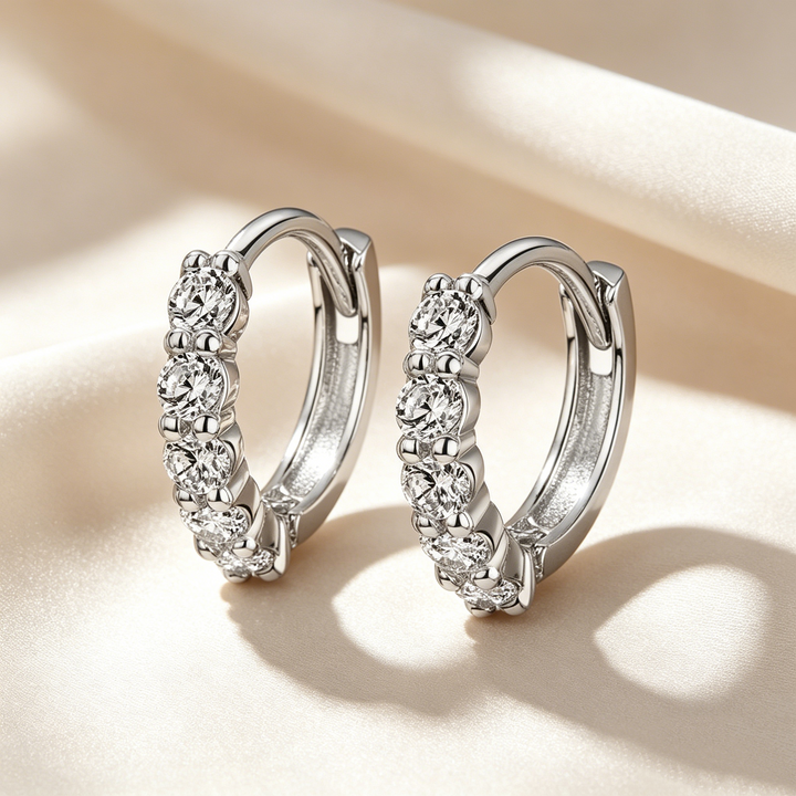 Radiant Five-Stone Pavé Hoop Earrings