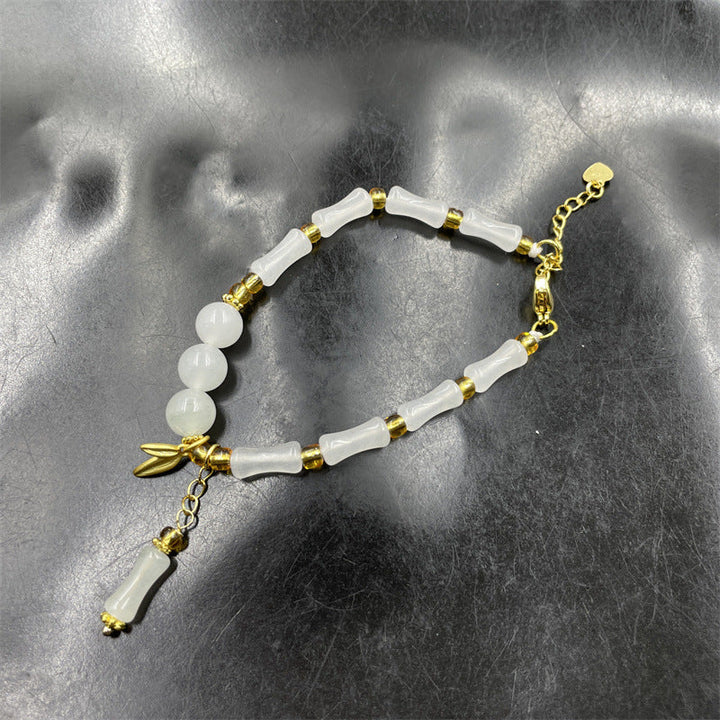 White Jade Bamboo Natural Emerald Jade Stone Bracelet
