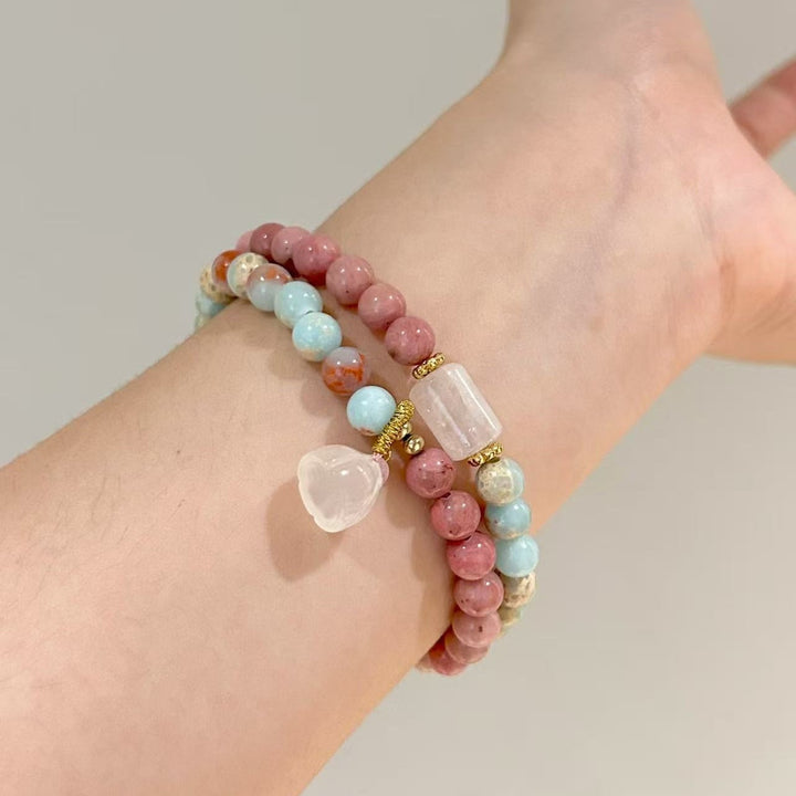 Pink Blue Stone Ballad Longevity Stone  Bracelet