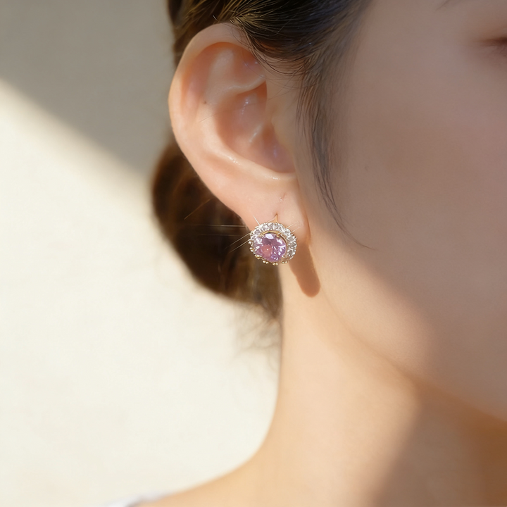 Amethyst &amp; Diamond Earrings