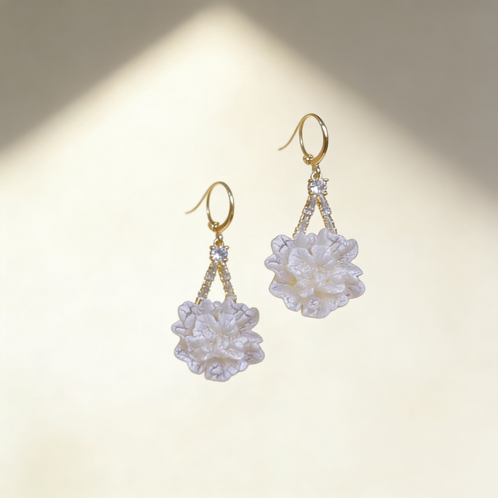 White Camellia Earrings