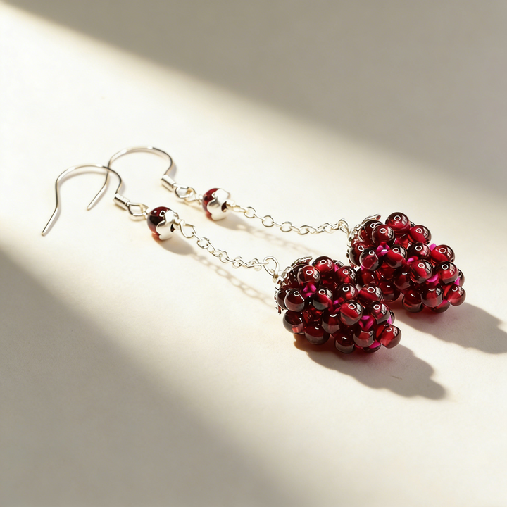 Natural Garnet Grape Earrings