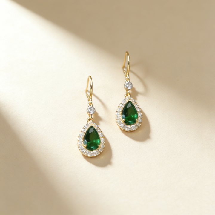 Waterdrop Green Gemstone Earrings