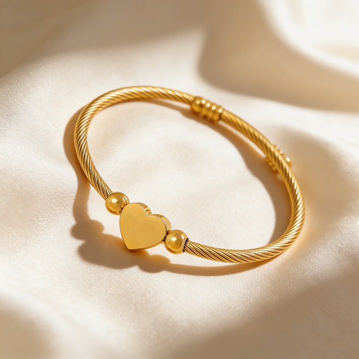Heart Shaped Silver Bangle