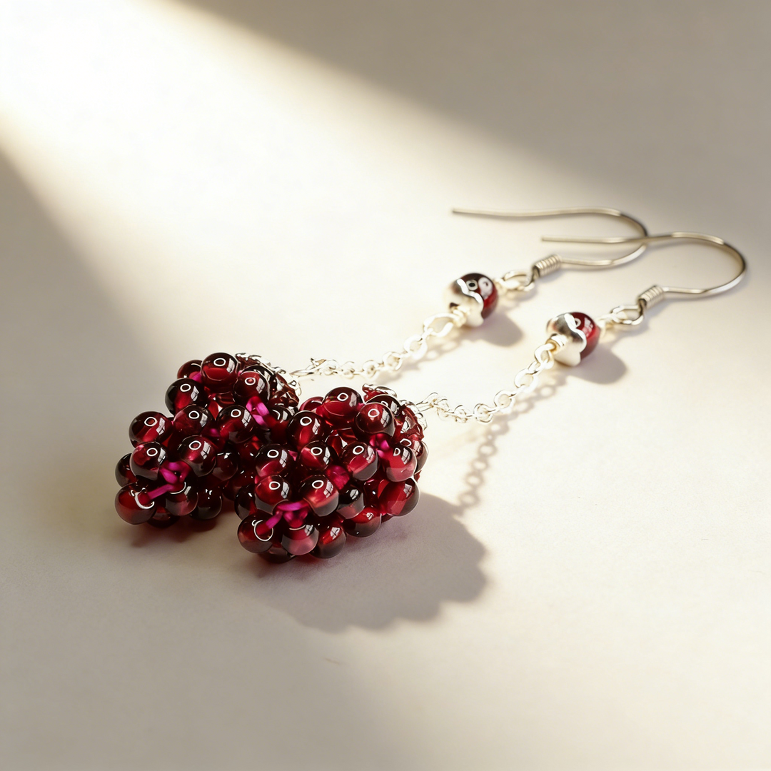 Natural Garnet Grape Earrings