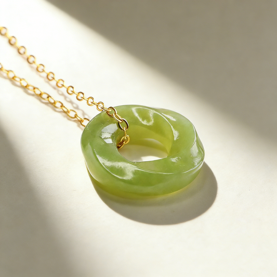 Jade Donut Pendant Necklace