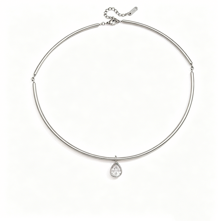 Full Moon Star Diamond Teardrop Necklace