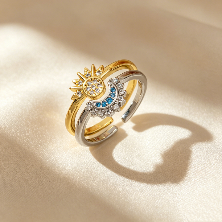 Sun &amp; Moon Adjustable Ring Set
